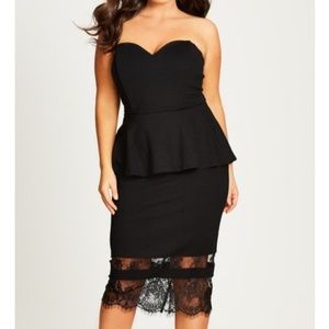 black peplum dress strapless  16/18